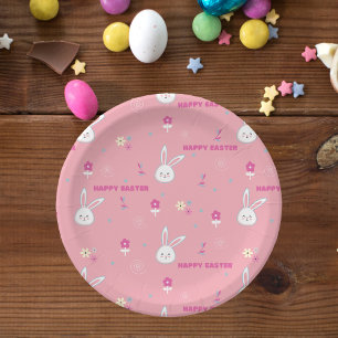 Plato De Papel Cute Pastel Color Semana Santa Bunny Placa De Pape