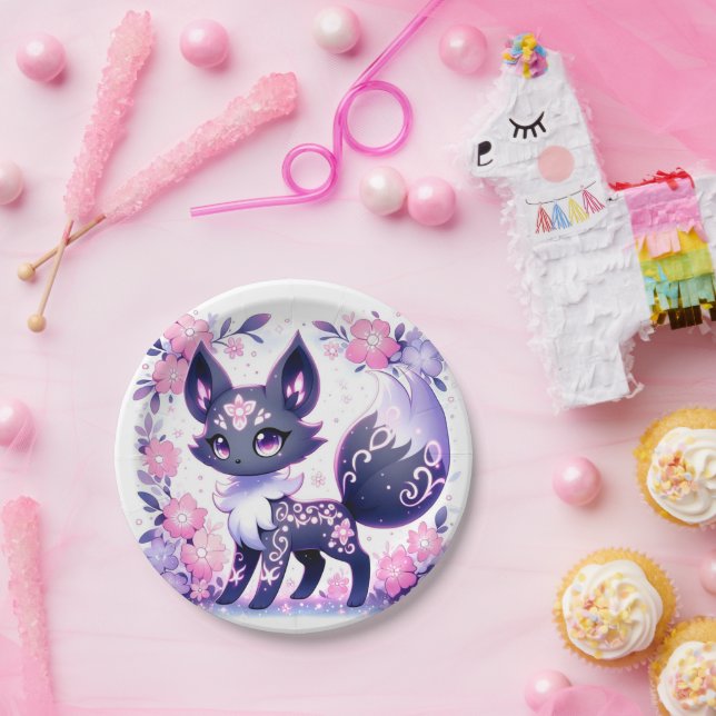 Plato De Papel Cute Pastel Fox Baby Shower (Fiesta)