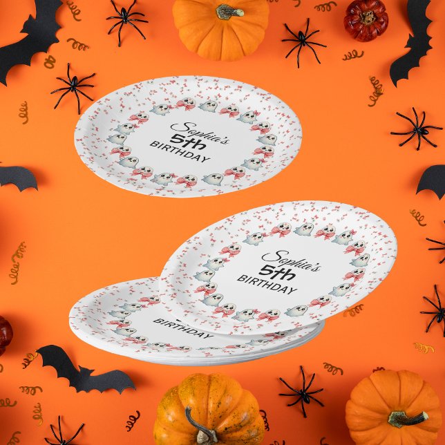 Plato De Papel Cute Pastel Ghost Tema Texto personalizado Cumplea (Subido por el creador)