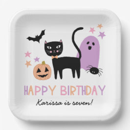 Plato De Papel Cute Pastel Halloween Happy Birday Name
