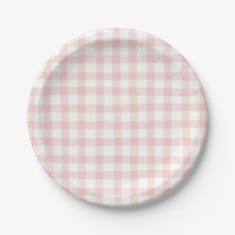 Plato De Papel Cute Peach Gingham