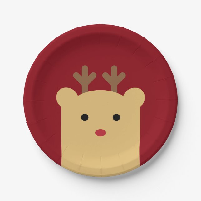 Plato De Papel Cute Peekaboo Reindee (Anverso)