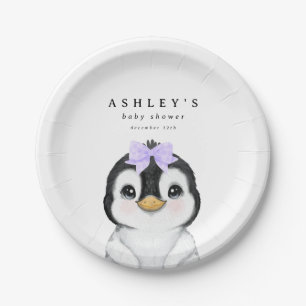 Plato De Papel Cute Penguin Winter Baby Shower
