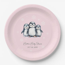 Plato De Papel Cute Penguin Winter Baby Shower
