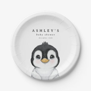Plato De Papel Cute Penguin Winter Baby Shower