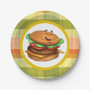 Plato De Papel Cute Personalizado Cheeseburger Plate