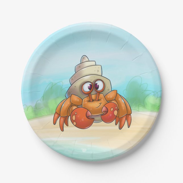 Plato De Papel Cute Personalizado Hermit Crab Placa (Anverso)