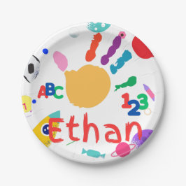 Plato De Papel Cute Personalized Kid's ABC Hand Paint 123