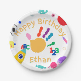 Plato De Papel Cute Personalized Kid's ABC Paint 123 HB