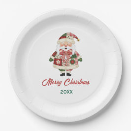 Plato De Papel Cute Personalized Santa Christmas Holiday