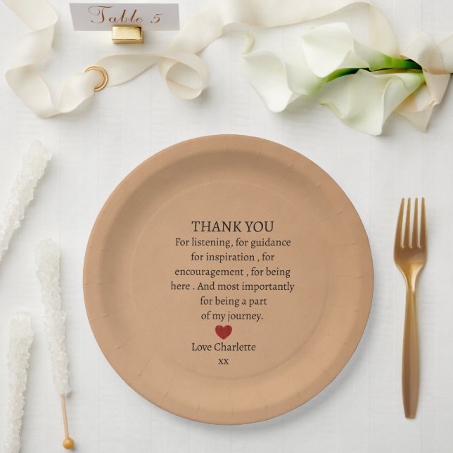 Plato De Papel cute personalized thank you love  (Boda)