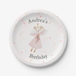 Plato De Papel Cute Pink Baby Mouse Birthday Plates