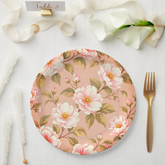 Plato De Papel Cute pink flower paper plates