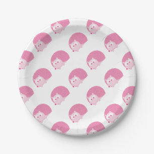Plato De Papel Cute Pink Hedgehog