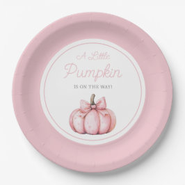 Plato De Papel Cute Pink Pumpkin Girl Baby Shower