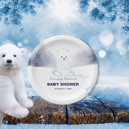 Plato De Papel Cute Polar Bear Baby Shower