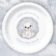 Cute Polar Oso Winter Boy Baby Shower White