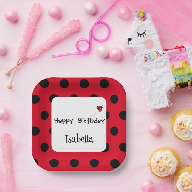 Plato De Papel Cute Polka dot Ladybug Daisy Flower Birday Party (Fiesta)