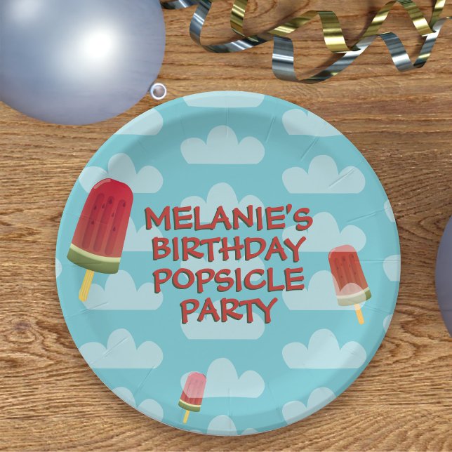 Plato De Papel Cute Popsicle Kids Birday Paper Placas (🍧🍉🧁 Perfect for summer parties! Just add your name 🍧🍉🧁 )