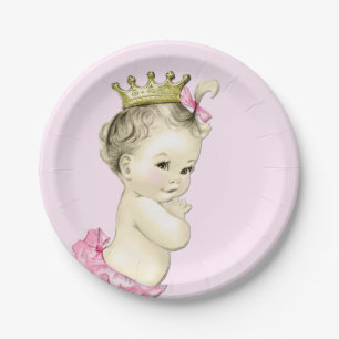 Plato De Papel Cute Princess Baby Shower