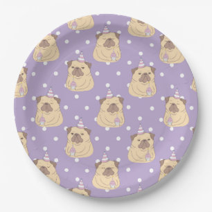 Plato De Papel Cute Pugs