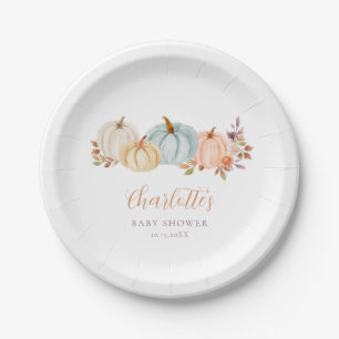 Plato De Papel Cute Pumpkins Autumn Floral BABY SHOWER