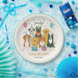 Plato De Papel Cute Puppy Dogs Boy 5th Birthday Party