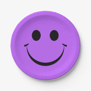 Plato De Papel Cute Purple Happy Face Birday Paper Placas