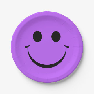 Plato De Papel Cute Purple Happy Face Birday Paper Placas