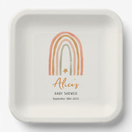 Plato De Papel Cute Rainbow Boho Baby Shower
