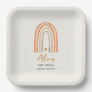 Plato De Papel Cute Rainbow Boho Baby Shower