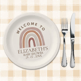 Plato De Papel Cute Rainbow Boho Baby Shower