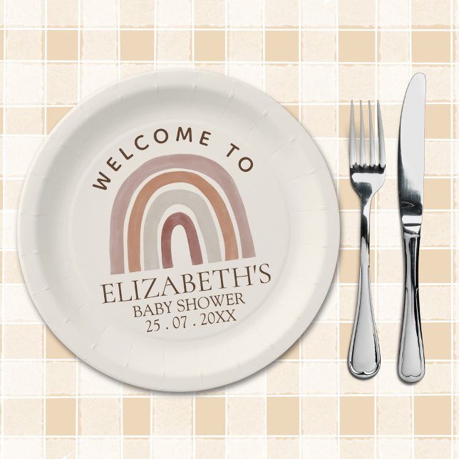 Plato De Papel Cute Rainbow Boho Baby Shower (Subido por el creador)