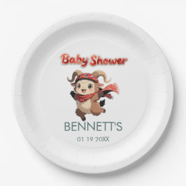 Plato De Papel Cute Ram Winter Baby Shower Paper Plate