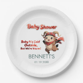 Plato De Papel Cute Ram Winter Baby Shower Paper Plate