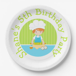 Plato De Papel Cute Red Hair Boy Baking Birday Party