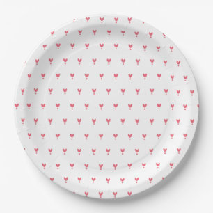 Plato De Papel Cute Red Hearts Pattern Fiesta Placa de papel