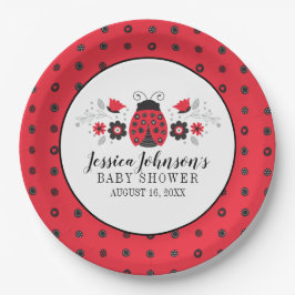 Plato De Papel Cute Red Ladybug Baby Shower