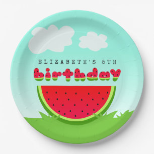 Plato De Papel Cute Red Watermelon Fruity Birday Party