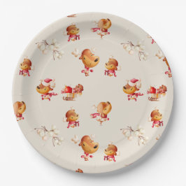 Plato De Papel Cute Reindeer Christmas