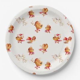 Plato De Papel Cute Reindeer Christmas