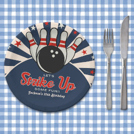 Plato De Papel Cute Retro Bowling Party for Kids
