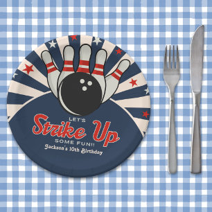 Plato De Papel Cute Retro Bowling Party for Kids