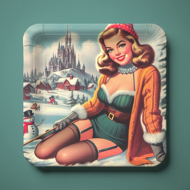 Plato De Papel Cute Retro Winter Pin-up (Subido por el creador)