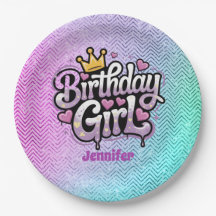 Cute Royal Birthday Chica Fiesta Placa de papel
