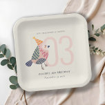 Plato De Papel Cute Rubor Pink Boho Birdie Cualquier cumpleaños d<br><div class="desc">Si necesitas más personalización,  por favor,  no dudes en enviarme un mensaje a yellowfebstudio@gmail.com.</div>