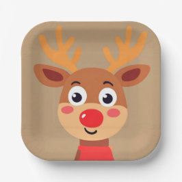 Plato De Papel Cute Rudolph La Placa De Papel De Reno De La Nariz