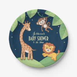 Plato De Papel Cute Safari Animales Personalizados Baby Shower Pl