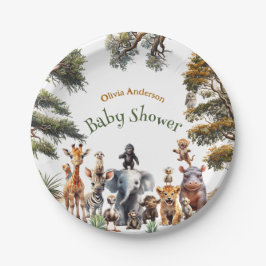 Plato De Papel Cute Safari Animals Placas de papel de Baby Shower