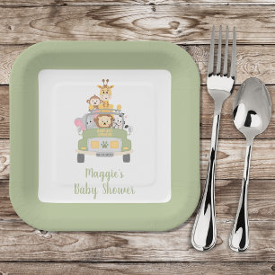 Plato De Papel Cute Safari Baby Shower